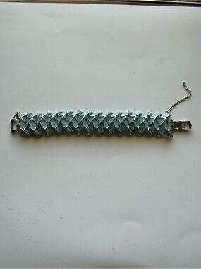 Coro Mint Teal Layered Leaf Bracelet